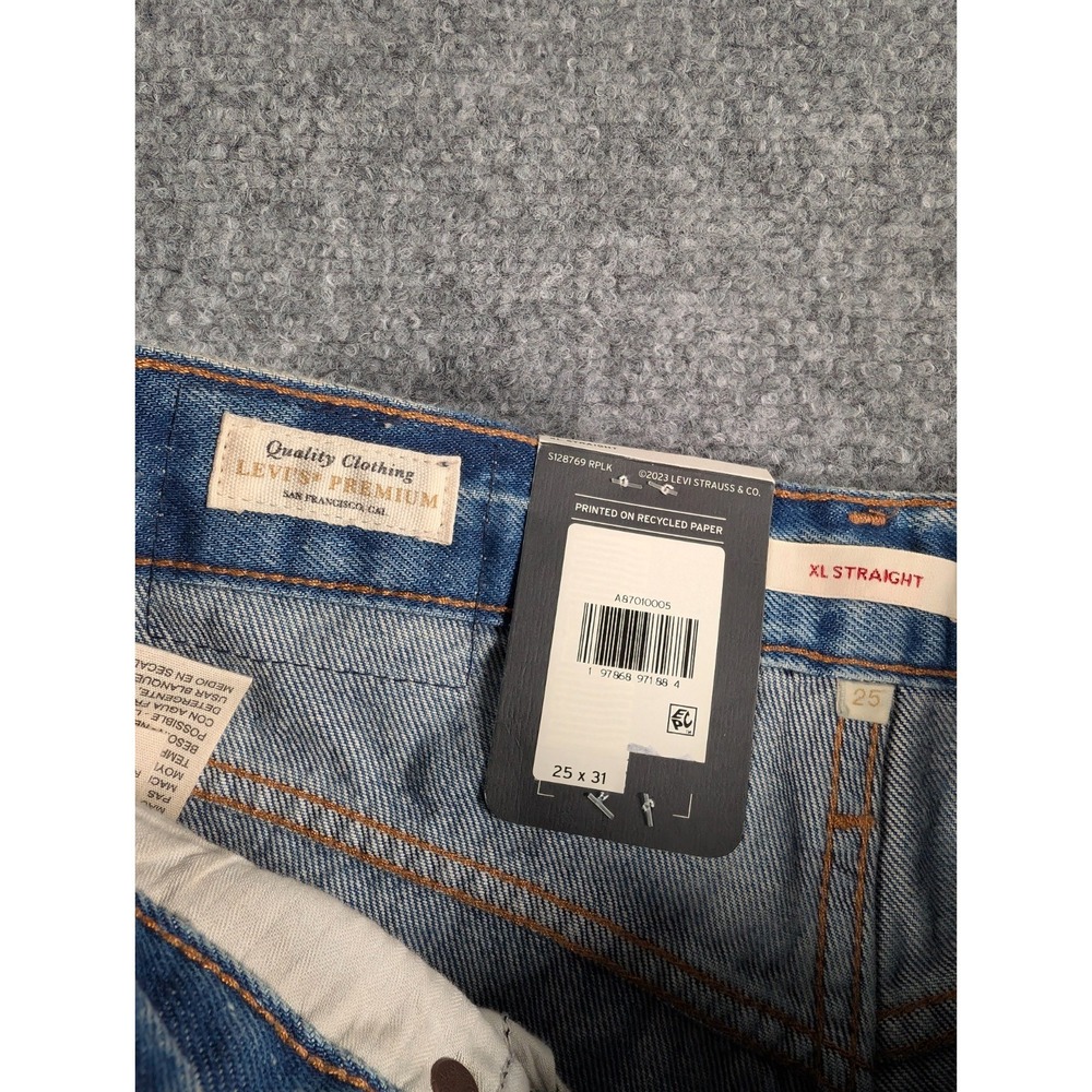 Levis Premium XL Straight Jeans Womens 25/31 Med Wash Wide Leg NWT - Picture 7 of 12